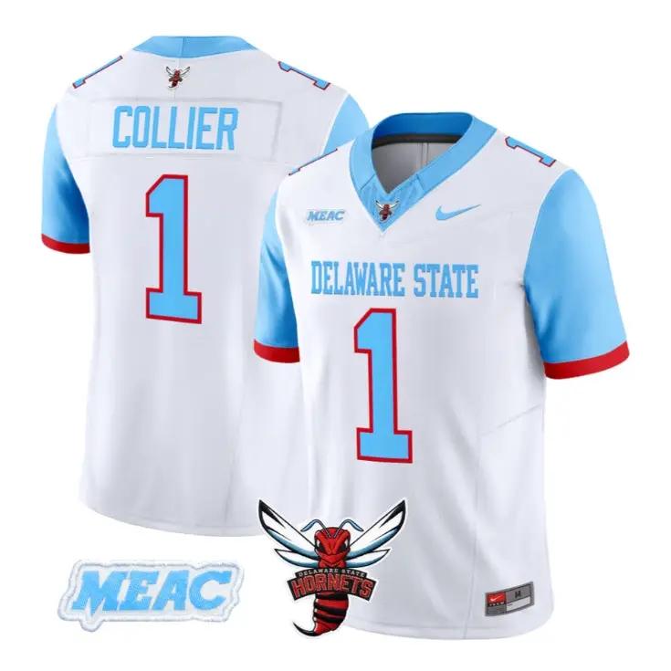 Samari Collier Jersey #1 Delaware State Hornets 2026 Vapor All Stitched by My Store NCAA Football Jerseys