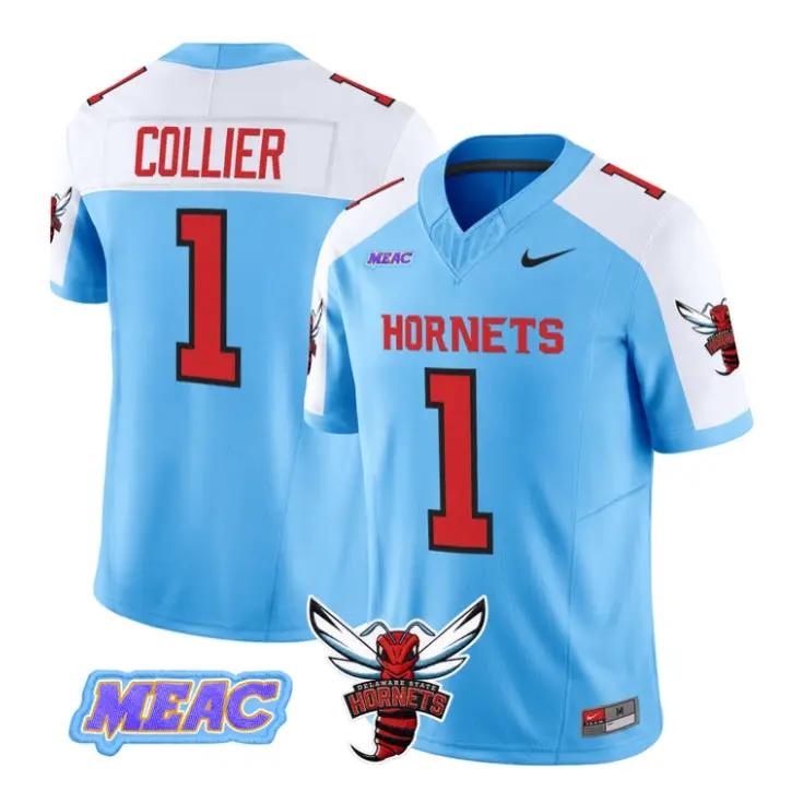 Samari Collier Jersey #1 Delaware State Hornets 2026 Vapor All Stitched by My Store NCAA Football Jerseys