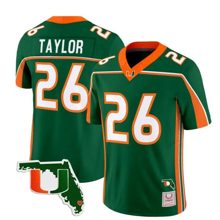 Sean Taylor Jersey #26 Miami Hurricanes Throwback Florida Patch Stitched