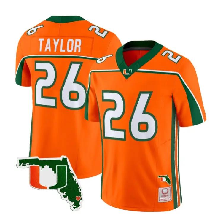 Sean Taylor Jersey #26 Miami Hurricanes Throwback Florida Patch Stitched
