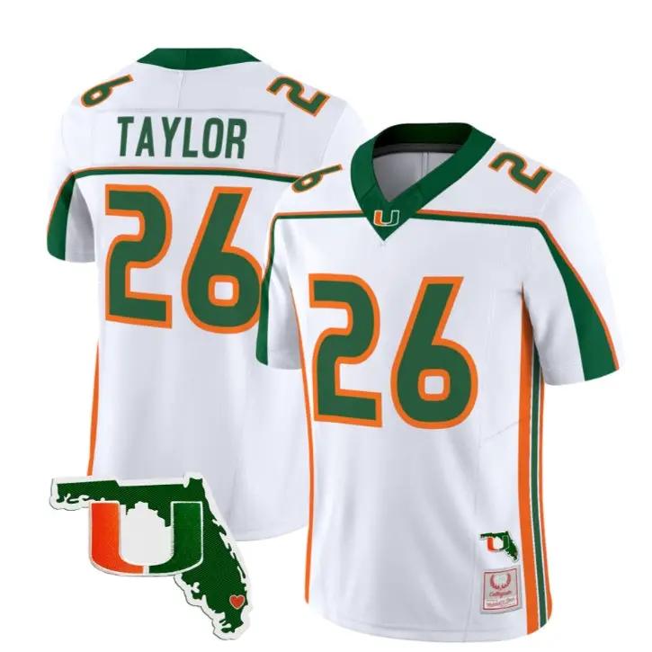 Sean Taylor Jersey #26 Miami Hurricanes Throwback Florida Patch Stitched
