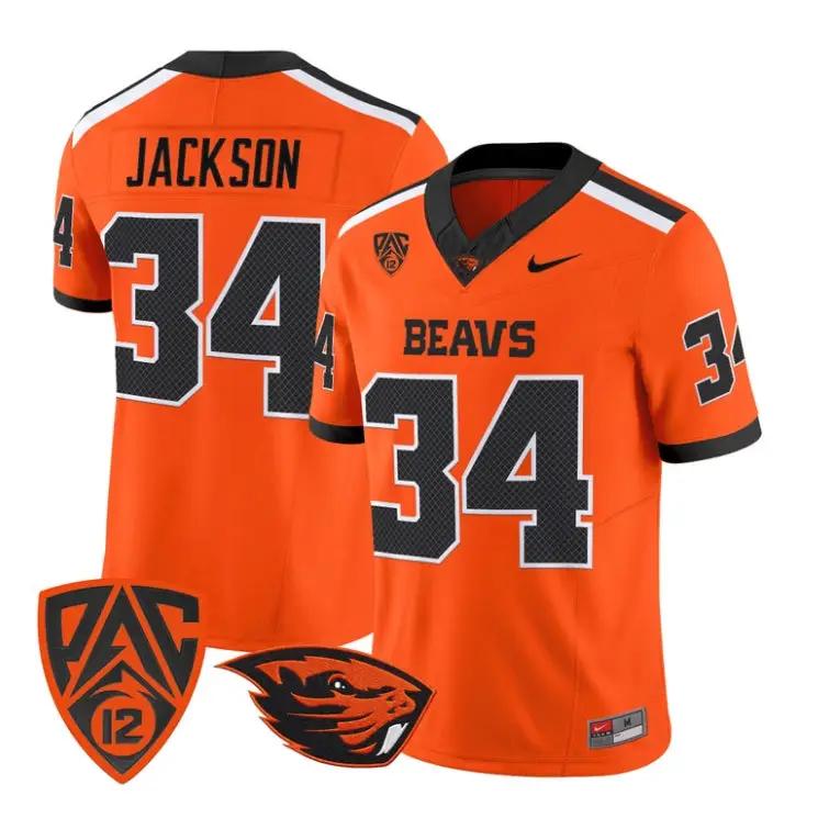 Steven Jackson Jersey #34 Oregon State Beavers 2026 Vapor Stitched by My Store NCAA Football Jerseys