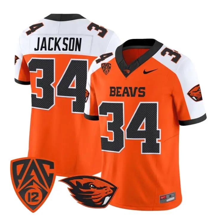 Steven Jackson Jersey #34 Oregon State Beavers 2026 Vapor Stitched by My Store NCAA Football Jerseys