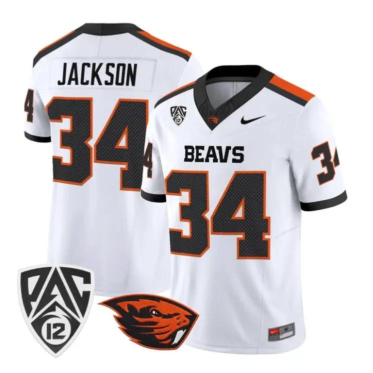 Steven Jackson Jersey #34 Oregon State Beavers 2026 Vapor Stitched by My Store NCAA Football Jerseys