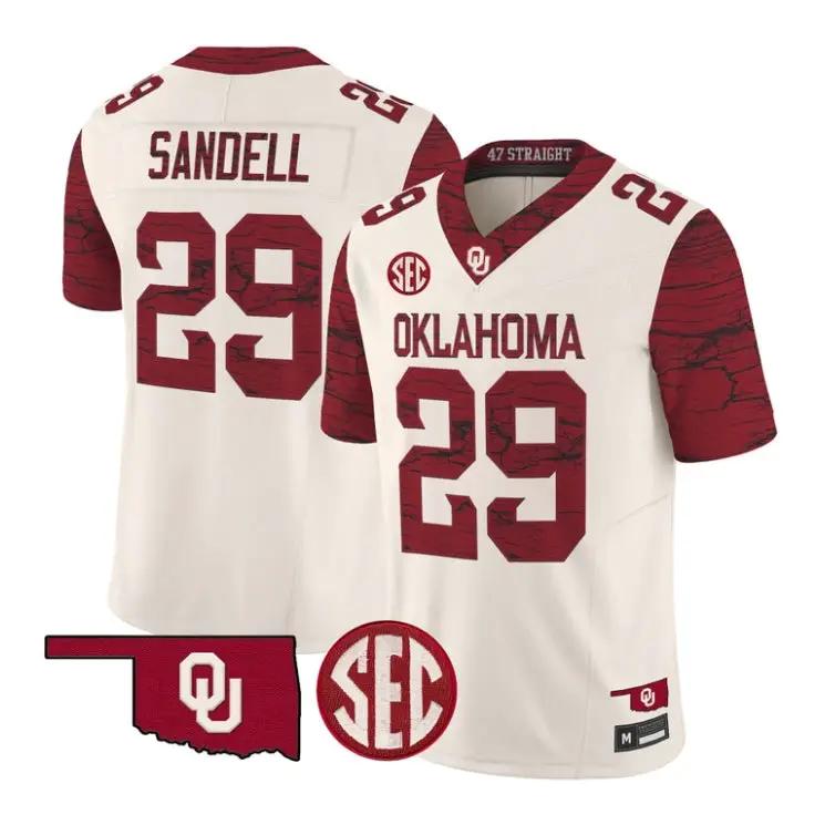 Tate Sandell Jesey #29 Oklahoma Sooners 2026 Rough Rider Vapor Stitched - Top Design Fan Tate Sandell Jesey #29 Oklahoma Sooners 2026 Rough Rider Vapor Stitched