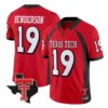 Taurean Henderson Jersey #19 Texas Tech Red Raiders 2026 Texas Patch Stitched - Top Design Fan Taurean Henderson Jersey #19 Texas Tech Red Raiders 2026 Texas Patch Stitched