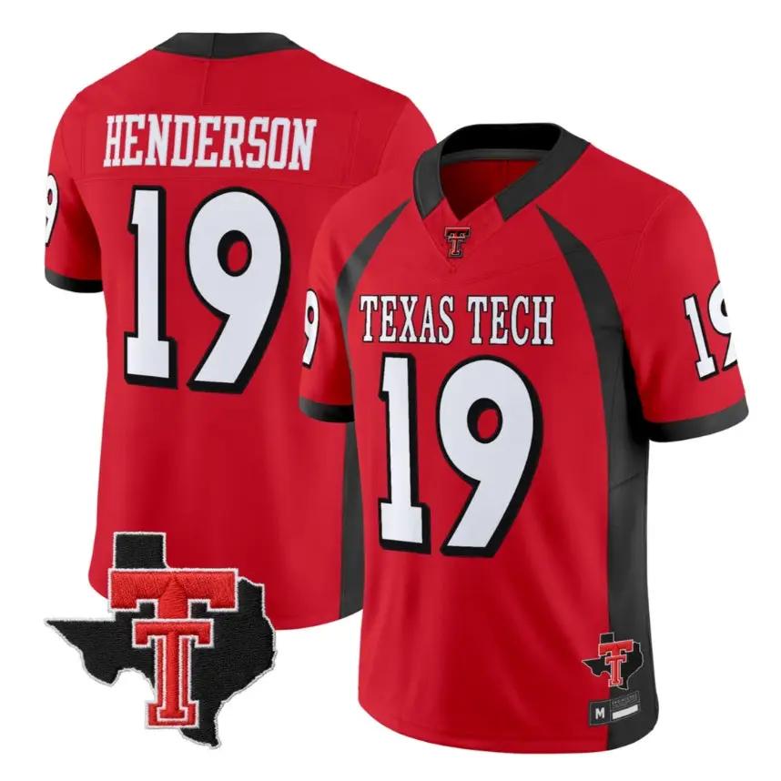 Taurean Henderson Jersey #19 Texas Tech Red Raiders 2026 Texas Patch Stitched