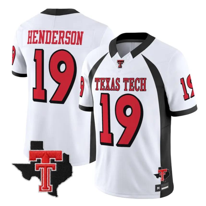 Taurean Henderson Jersey #19 Texas Tech Red Raiders 2026 Texas Patch Stitched