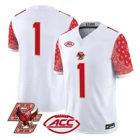 Team Jersey #1 Boston College Eagles Red Bandanna 2026 Vapor Stitched by My Store NCAA Football Jerseys
