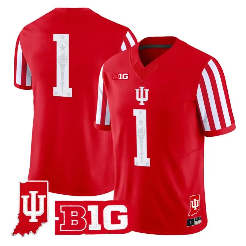 Team Jersey #1 Indiana Hoosiers 2026 Candy Stripe Indiana State Patch Stitched - Top Design Fan Team Jersey #1 Indiana Hoosiers 2026 Candy Stripe Indiana State Patch Stitched