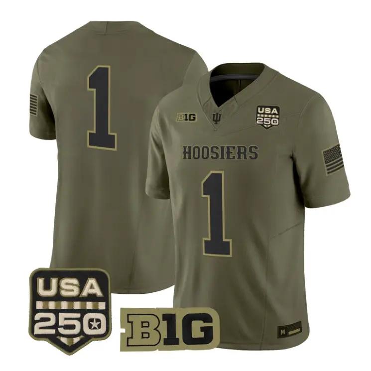 Team Jersey #1 Indiana Hoosiers 2026 Salute to Service Limited Stitched Olive by My Store NCAA Football Jerseys