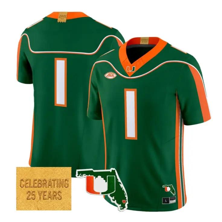 Team Jersey #1 Miami Hurricanes 2001 Throwback 2026 Limited All Stitched by My Store NCAA Football Jerseys