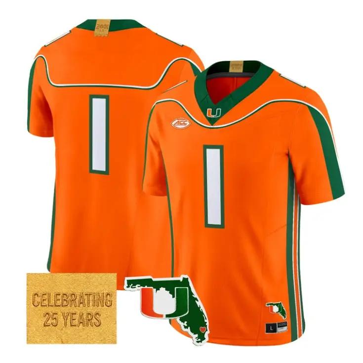 Team Jersey #1 Miami Hurricanes 2001 Throwback 2026 Limited All Stitched by My Store NCAA Football Jerseys