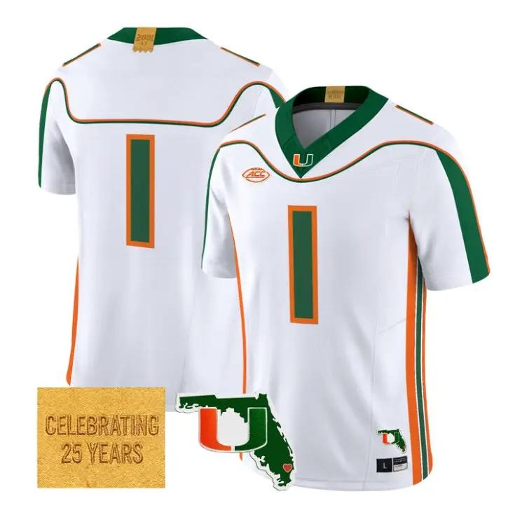 Team Jersey #1 Miami Hurricanes 2001 Throwback 2026 Limited All Stitched by My Store NCAA Football Jerseys