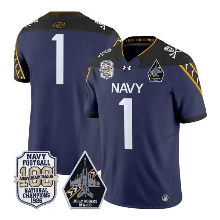 team-jersey-1-navy-midshipmen-100th-anniversary-patch-vapor-stitched-03 - Top Design Fan Team Jersey #1 Navy Midshipmen 100th Anniversary Patch Vapor Stitched