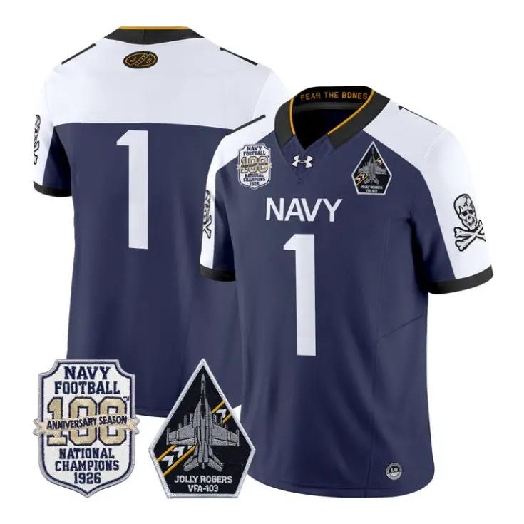 team-jersey-1-navy-midshipmen-100th-anniversary-patch-vapor-stitched-02 - Top Design Fan Team Jersey #1 Navy Midshipmen 100th Anniversary Patch Vapor Stitched