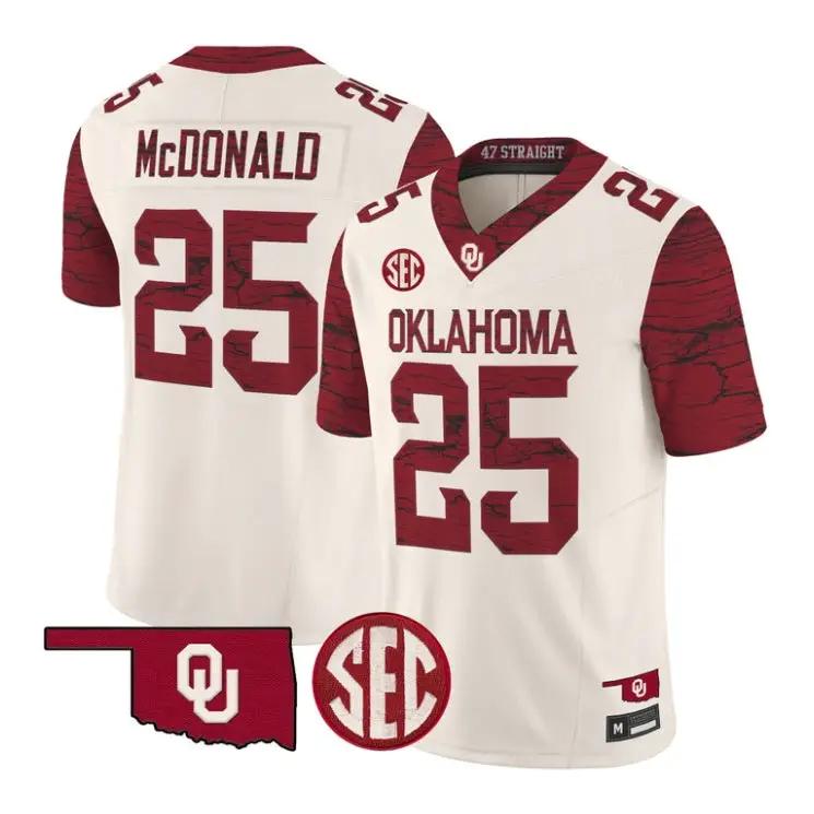 Tommy McDonald Jesey #25 Oklahoma Sooners 2026 Rough Rider Vapor Stitched - Top Design Fan Tommy McDonald Jesey #25 Oklahoma Sooners 2026 Rough Rider Vapor Stitched