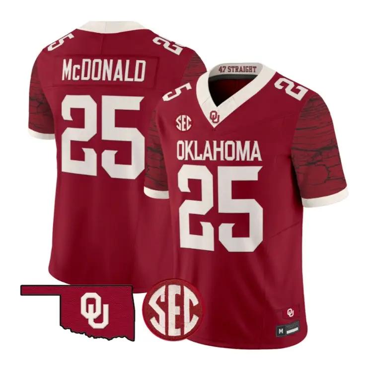 tommy-mcdonald-jesey-25-oklahoma-sooners-2026-rough-rider-vapor-stitched-01 - Top Design Fan Tommy McDonald Jesey #25 Oklahoma Sooners 2026 Rough Rider Vapor Stitched