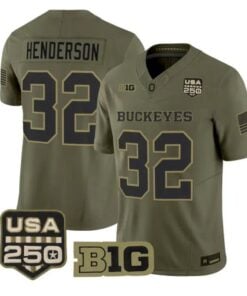 Treveyon Henderson Jersey #32 Ohio State Buckeyes 2026 Vapor All Stitched Olive