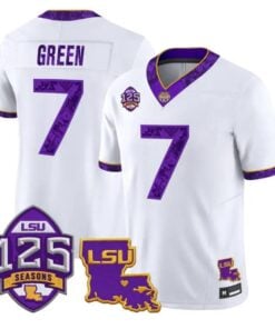 Trey Dez Green Jersey #7 LSU Tigers Silent Season of 1918 Louisiana Patch Stitched