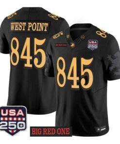 West Point Jersey #845 Army Black Knights 2026 Big Red One USA250 Patch Stitched