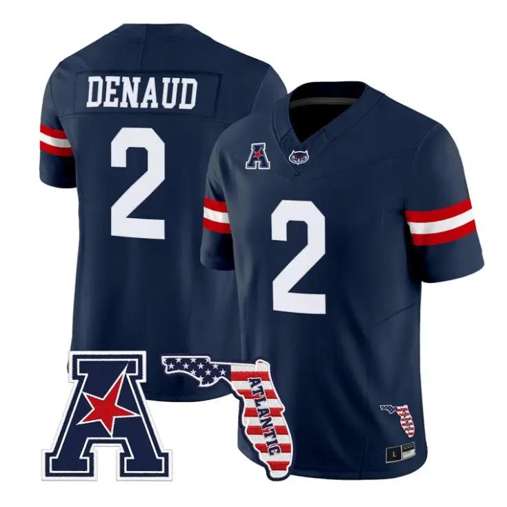 Wilky Denaud Jersey #2 Florida Atlantic Owls 2026 Florida Patch Stitched - Top Design Fan Wilky Denaud Jersey #2 Florida Atlantic Owls 2026 Florida Patch Stitched