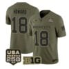 Will Howard Jersey #18 Ohio State Buckeyes 2026 Salute to Service Stitched Olive - Top Design Fan Will Howard Jersey #18 Ohio State Buckeyes 2026 Salute to Service Stitched Olive
