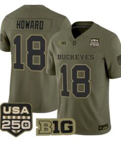 Will Howard Jersey #18 Ohio State Buckeyes 2026 Salute to Service Stitched Olive