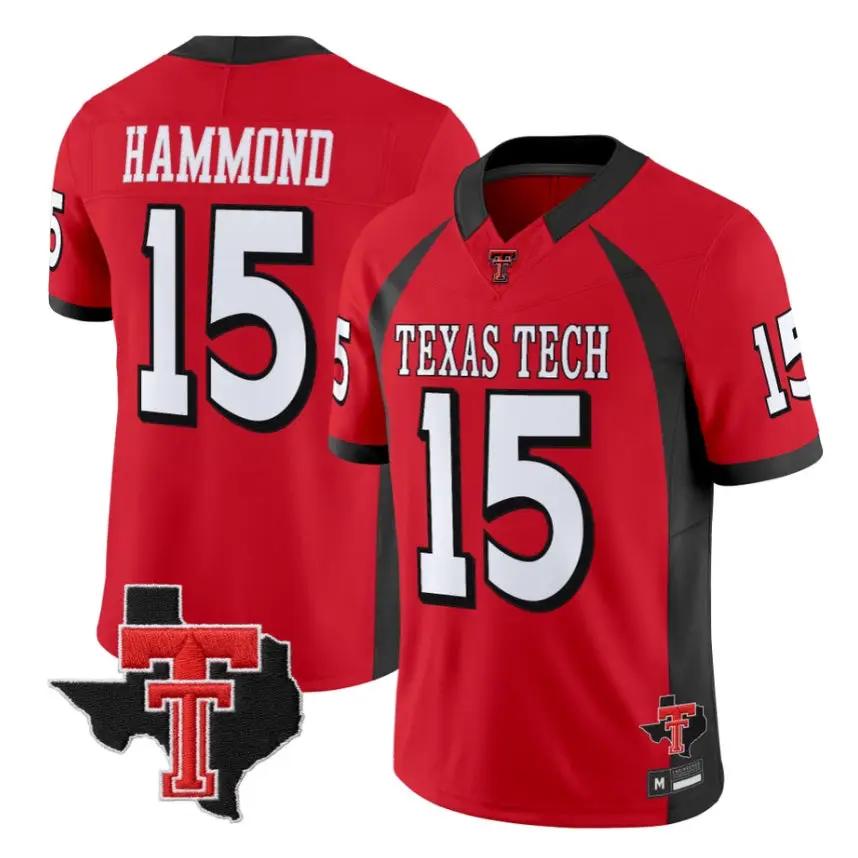 Will Hammond Jersey #15 Texas Tech Red Raiders 2026 Texas Patch Stitched - Top Design Fan Will Hammond Jersey #15 Texas Tech Red Raiders 2026 Texas Patch Stitched