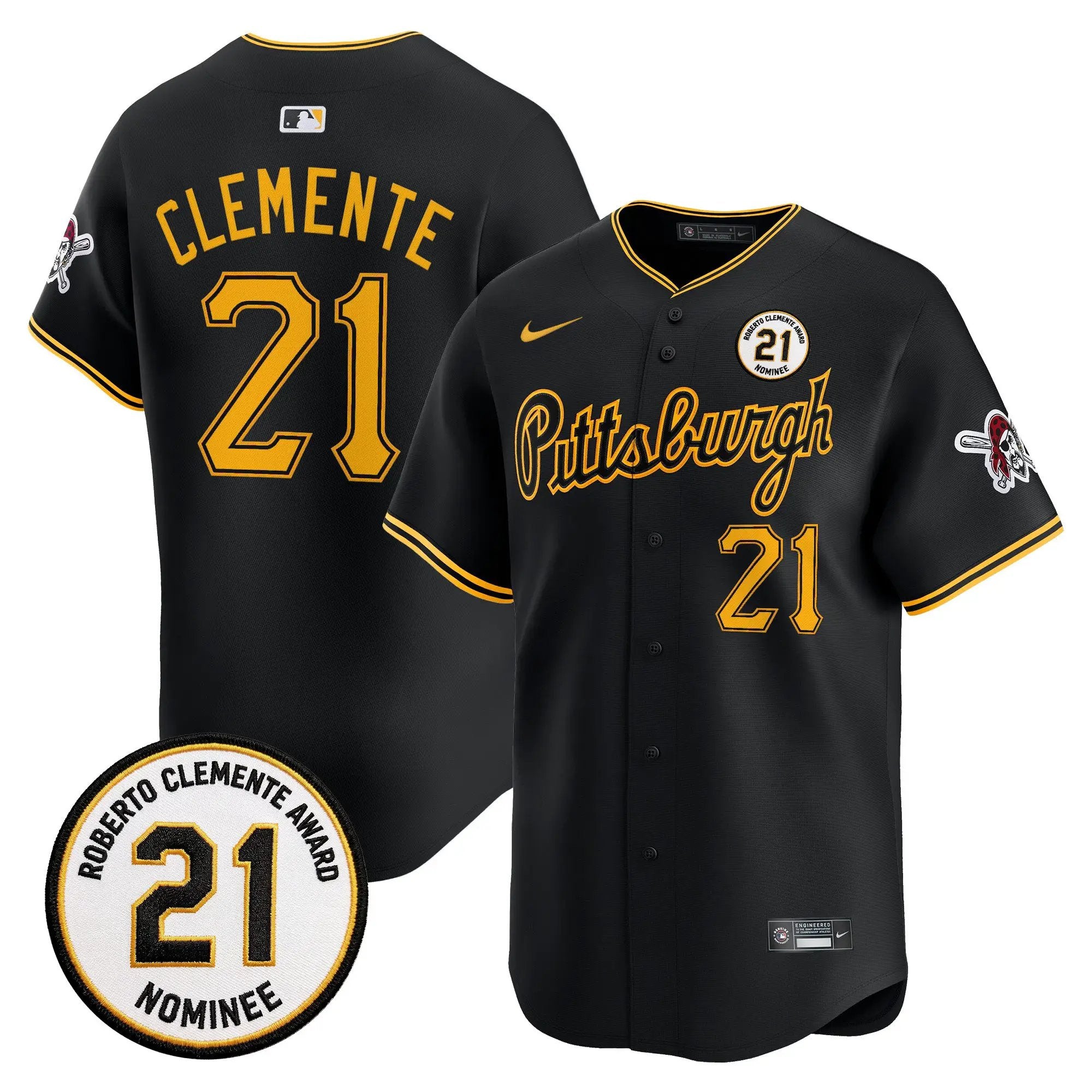 Roberto Clemente Jersey #21 Pittsburgh Pirates Roberto Clemente Tribute Patch Vapor Premier Limited Stitched - Top Design Fan Roberto Clemente Jersey #21 Pittsburgh Pirates Roberto Clemente Tribute Patch Vapor Premier Limited Stitched