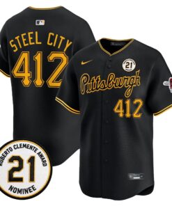 Steel City Jersey #412 Pittsburgh Pirates Roberto Clemente Tribute Patch Vapor Premier Limited Stitched