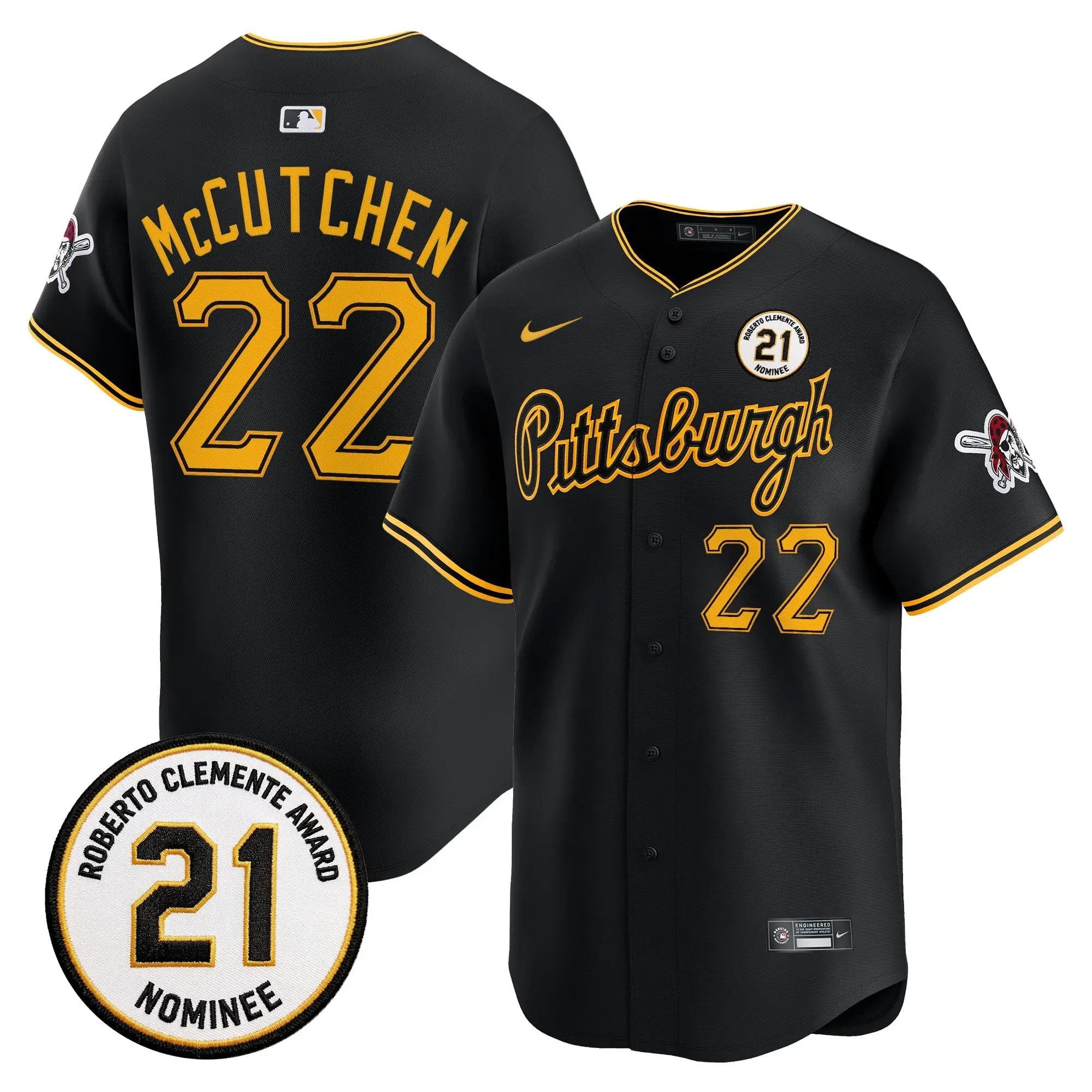 Andrew McCutchen Jersey #22 Pittsburgh Pirates Roberto Clemente Tribute Patch Vapor Premier Limited Stitched - Top Design Fan Andrew McCutchen Jersey #22 Pittsburgh Pirates Roberto Clemente Tribute Patch Vapor Premier Limited Stitched