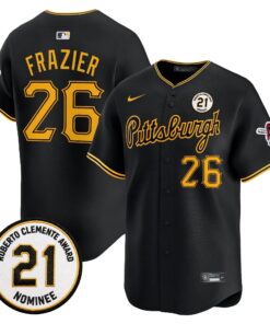 Adam Frazier Jersey #26 Pittsburgh Pirates Roberto Clemente Tribute Patch Vapor Premier Limited Stitched