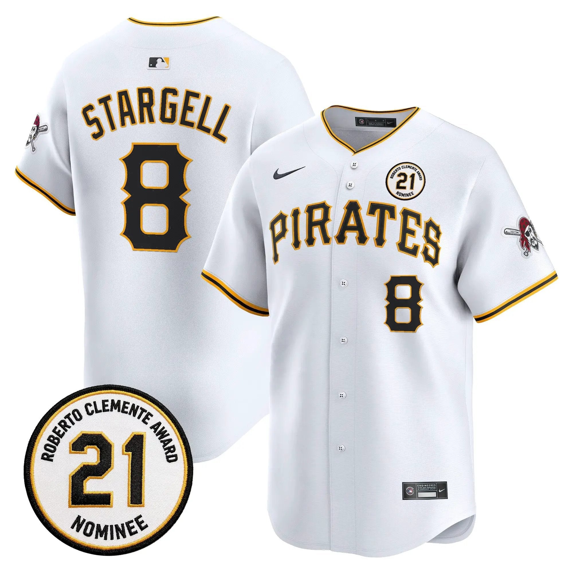 willie-stargell-jersey-8-pittsburgh-pirates-roberto-clemente-tribute-patch-vapor-premier-limited-stitched-02 - Top Design Fan Willie Stargell Jersey #8 Pittsburgh Pirates Roberto Clemente Tribute Patch Vapor Premier Limited Stitched