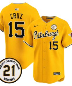 Oneil Cruz Jersey #15 Pittsburgh Pirates Roberto Clemente Tribute Patch Vapor Premier Limited Stitched