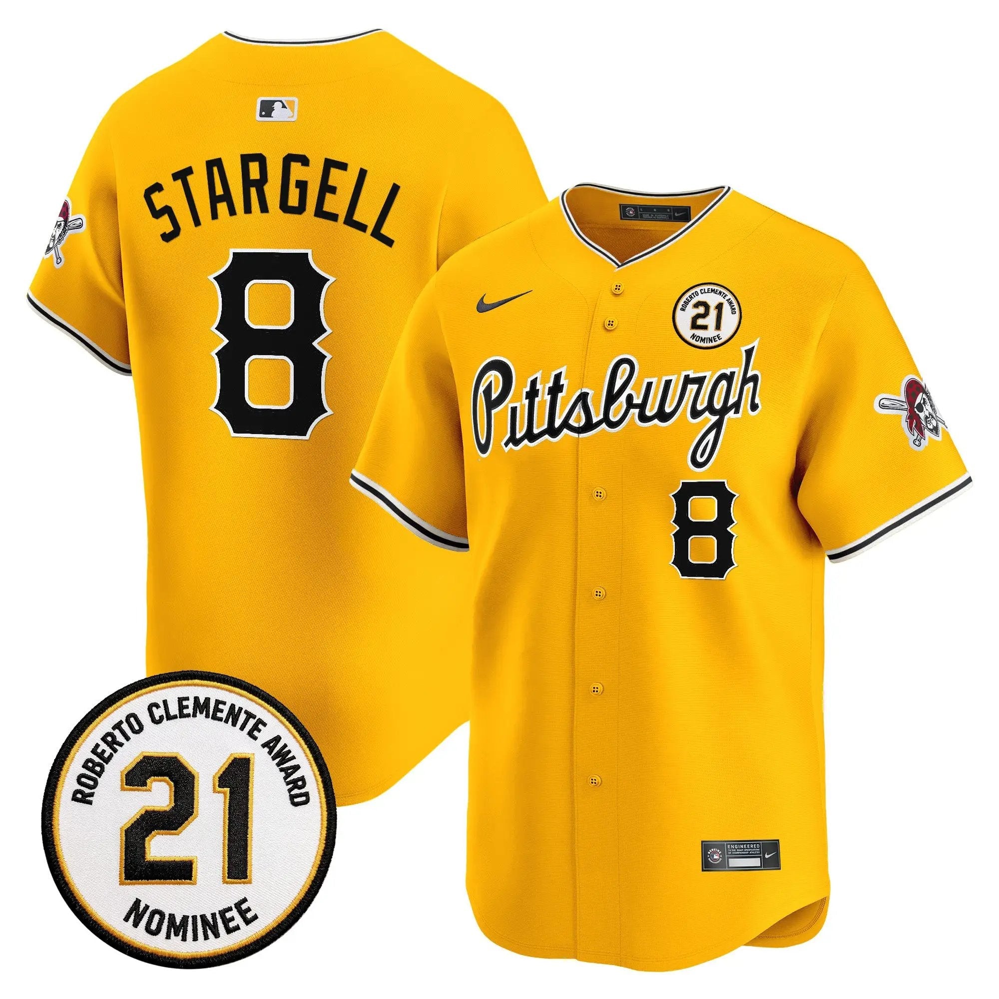 willie-stargell-jersey-8-pittsburgh-pirates-roberto-clemente-tribute-patch-vapor-premier-limited-stitched-03 - Top Design Fan Willie Stargell Jersey #8 Pittsburgh Pirates Roberto Clemente Tribute Patch Vapor Premier Limited Stitched