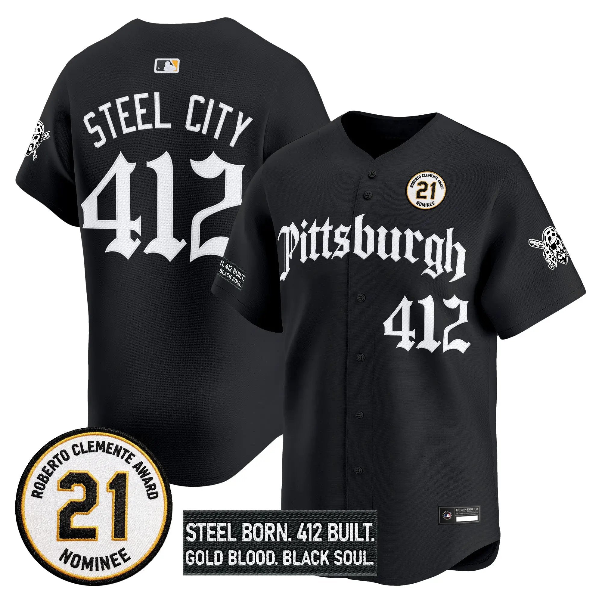 steel-city-jersey-412-pittsburgh-pirates-roberto-clemente-tribute-patch-vapor-premier-limited-stitched-04 - Top Design Fan Steel City Jersey #412 Pittsburgh Pirates Roberto Clemente Tribute Patch Vapor Premier Limited Stitched