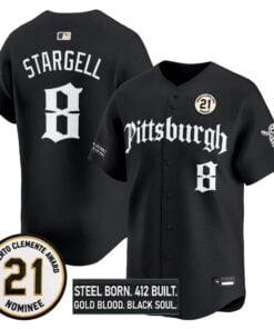 willie-stargell-jersey-8-pittsburgh-pirates-roberto-clemente-tribute-patch-vapor-premier-limited-stitched-04 - Top Design Fan Willie Stargell Jersey #8 Pittsburgh Pirates Roberto Clemente Tribute Patch Vapor Premier Limited Stitched