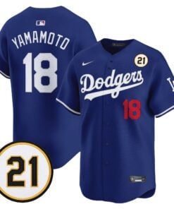 Yamamoto Jersey #18 Los Angeles Dodgers Roberto Clemente Tribute Patch Vapor Premier Limited Stitched