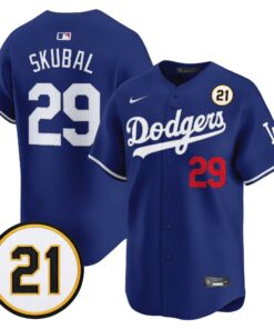 Tarik Skubal Jersey #29 Los Angeles Dodgers Roberto Clemente Tribute Patch Vapor Premier Limited Stitched