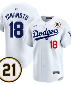 Yamamoto Jersey #18 Los Angeles Dodgers Roberto Clemente Tribute Patch Vapor Premier Limited Stitched
