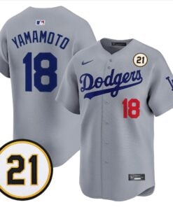 Yamamoto Jersey #18 Los Angeles Dodgers Roberto Clemente Tribute Patch Vapor Premier Limited Stitched