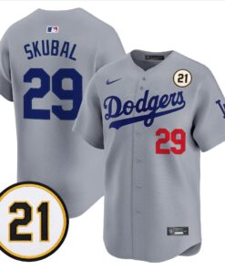 Tarik Skubal Jersey #29 Los Angeles Dodgers Roberto Clemente Tribute Patch Vapor Premier Limited Stitched
