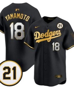 Yamamoto Jersey #18 Los Angeles Dodgers Roberto Clemente Tribute Patch Vapor Premier Limited Stitched