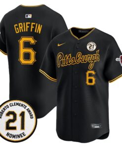Konnor Griffin Jersey #6 Pittsburgh Pirates Roberto Clemente Tribute Patch Vapor Premier Limited Stitched
