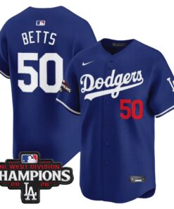 Mookie Betts Jersey #50 Los Angeles Dodgers NL West Division Champions Patch Vapor Premier Limited Stitched