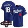 Yamamoto Jersey #18 Los Angeles Dodgers NL West Division Champions Patch Vapor Premier Limited Stitched