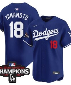 Yamamoto Jersey #18 Los Angeles Dodgers NL West Division Champions Patch Vapor Premier Limited Stitched