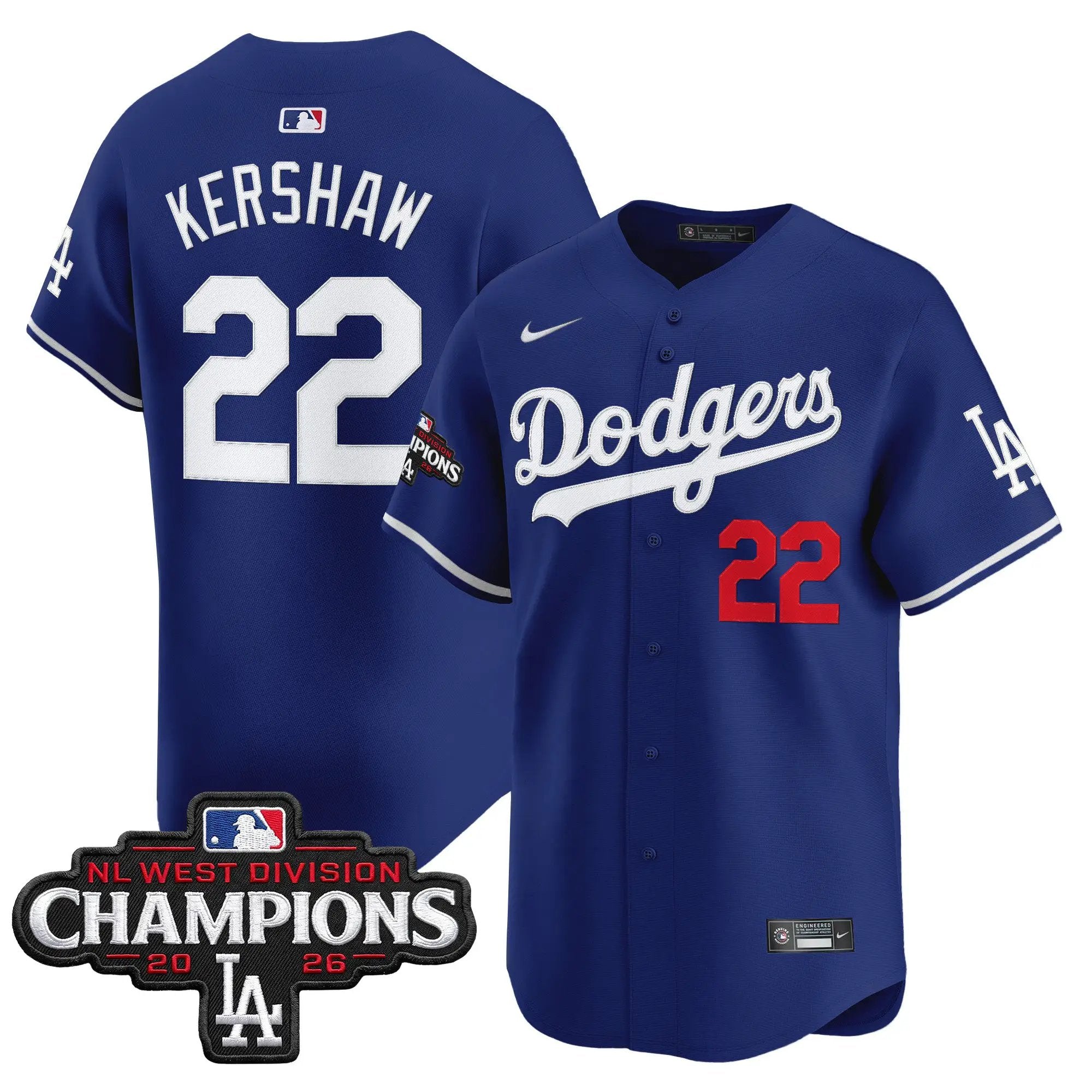 Clayton Kershaw Jersey #22 Los Angeles Dodgers NL West Division Champions Patch Vapor Premier Limited Stitched - Top Design Fan Clayton Kershaw Jersey #22 Los Angeles Dodgers NL West Division Champions Patch Vapor Premier Limited Stitched