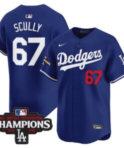 Vin Scully Jersey #67 Los Angeles Dodgers NL West Division Champions Patch Vapor Premier Limited Stitched